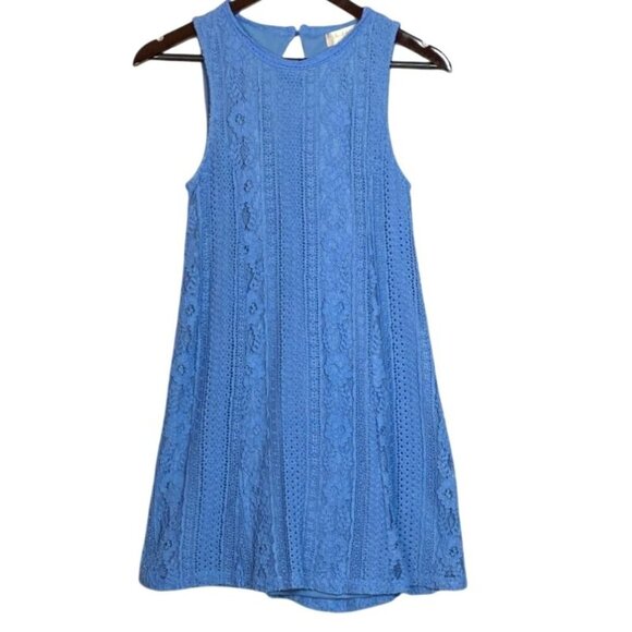 Altard State XS Periwinkle Blue Lace Dress Keyhole Back Lined Crochet Floral - Picture 1 of 8